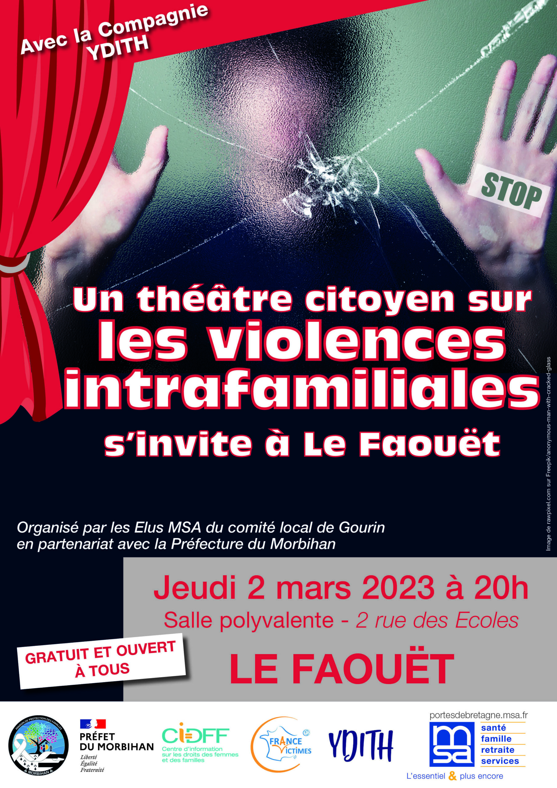 Théâtre citoyen sur les violences intrafamiliales au Faouët organisé par la MSA