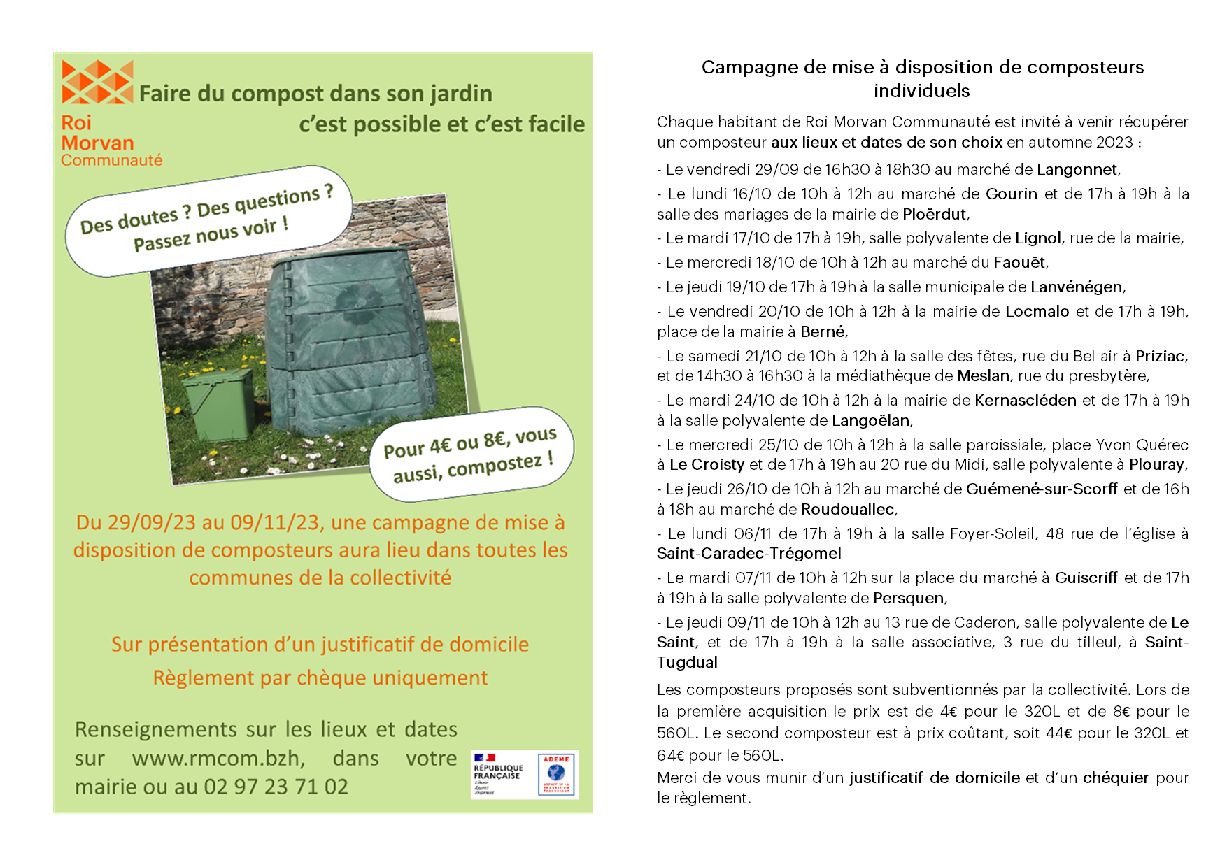 Campagne de mise à disposition de composteurs individuels