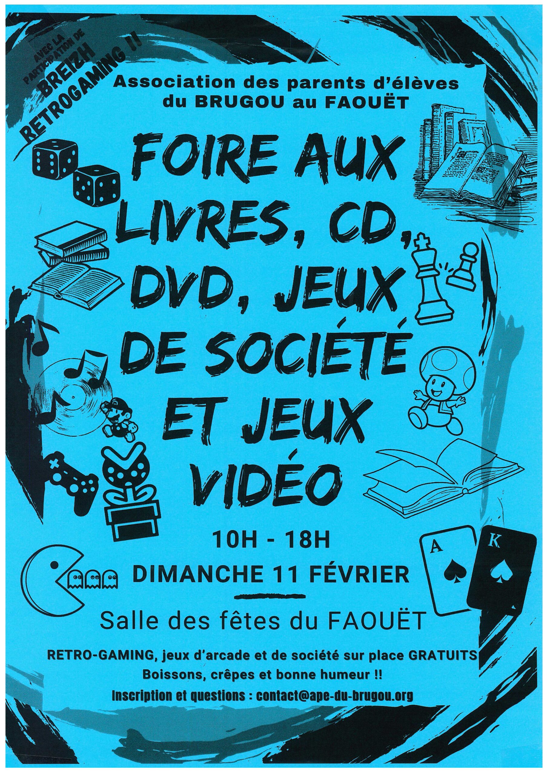 FOIRE AU LIVRES, CD, DVD, JEUX DE SOCIETE ET JEUX VIDEO