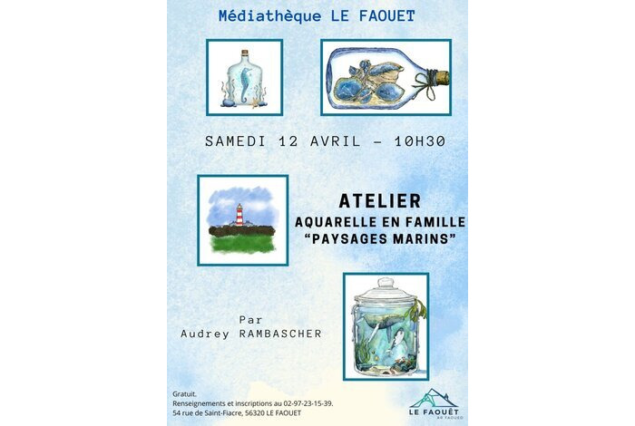 Atelier aquarelle en famille « Paysages marins » à la médiathèque !