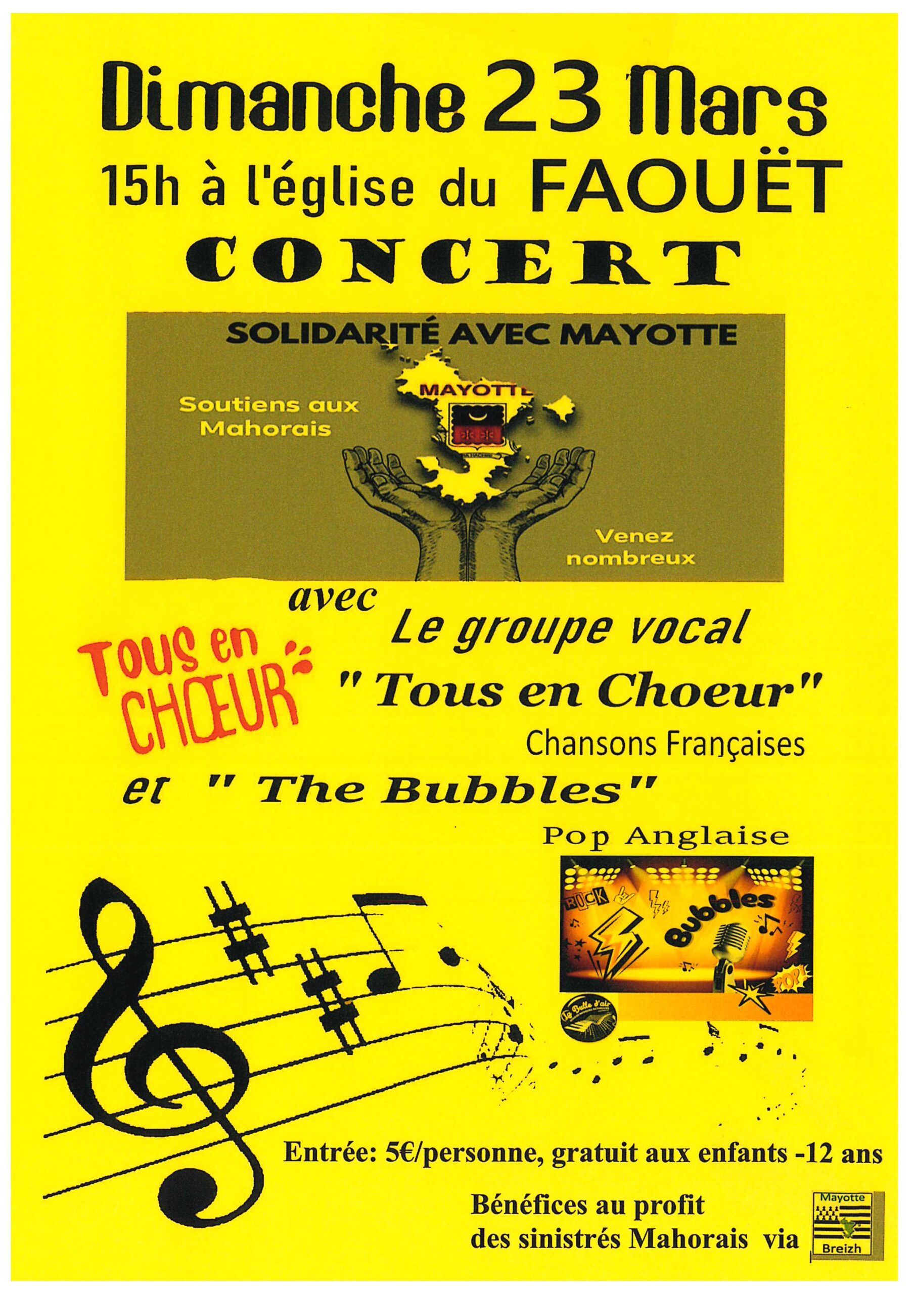 Concert à l’église du FAOUET, soutiens aux Mahorais !