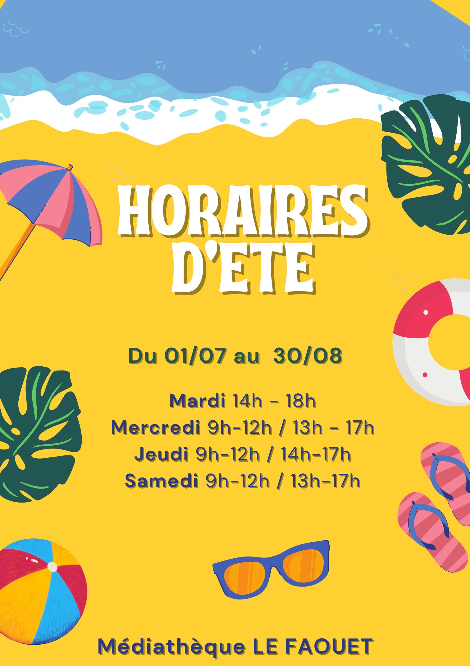 HORAIRES D’ETE A LA MEDIATHEQUE !