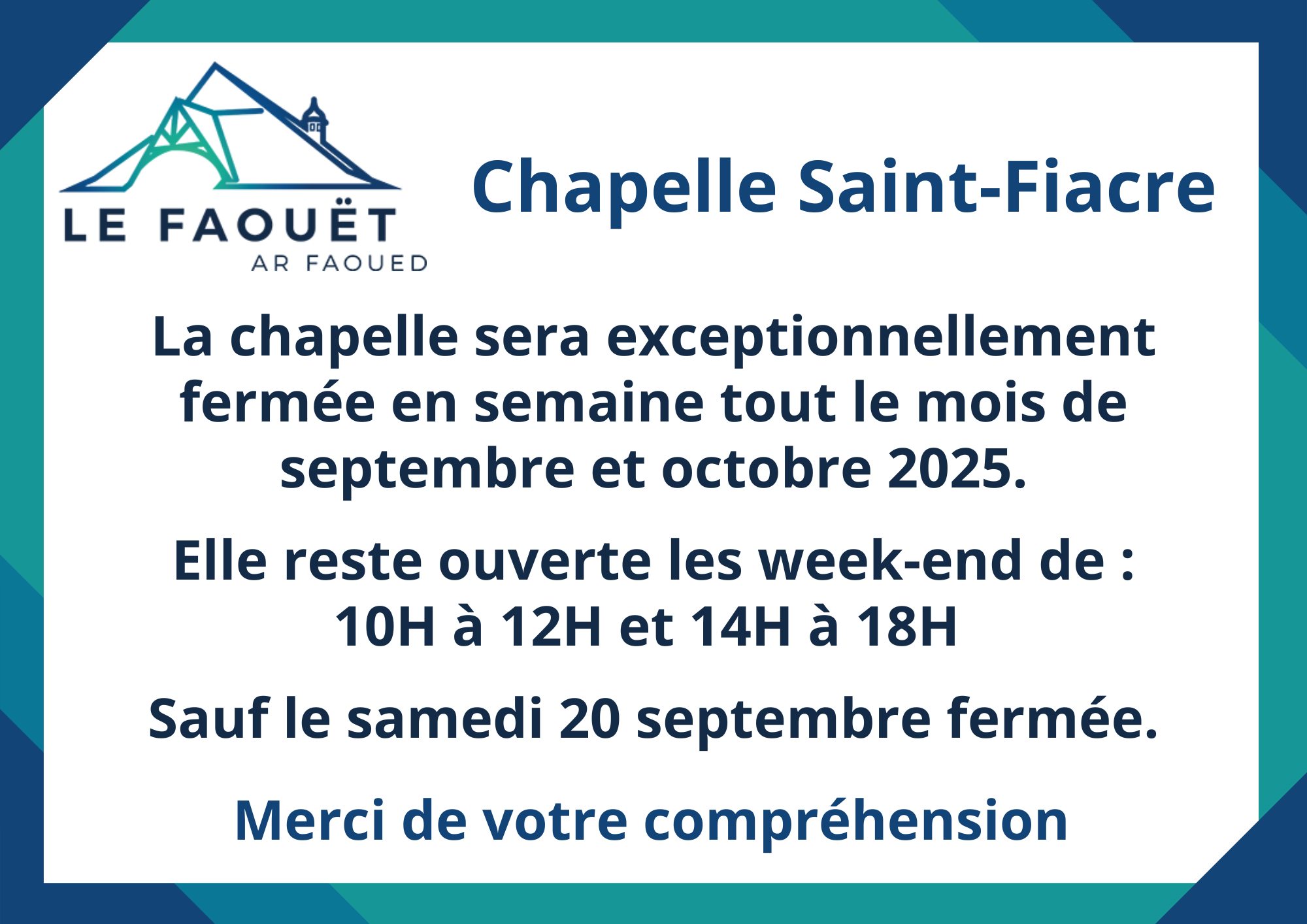 Fermeture exceptionnelle de la Chapelle Saint-Fiacre