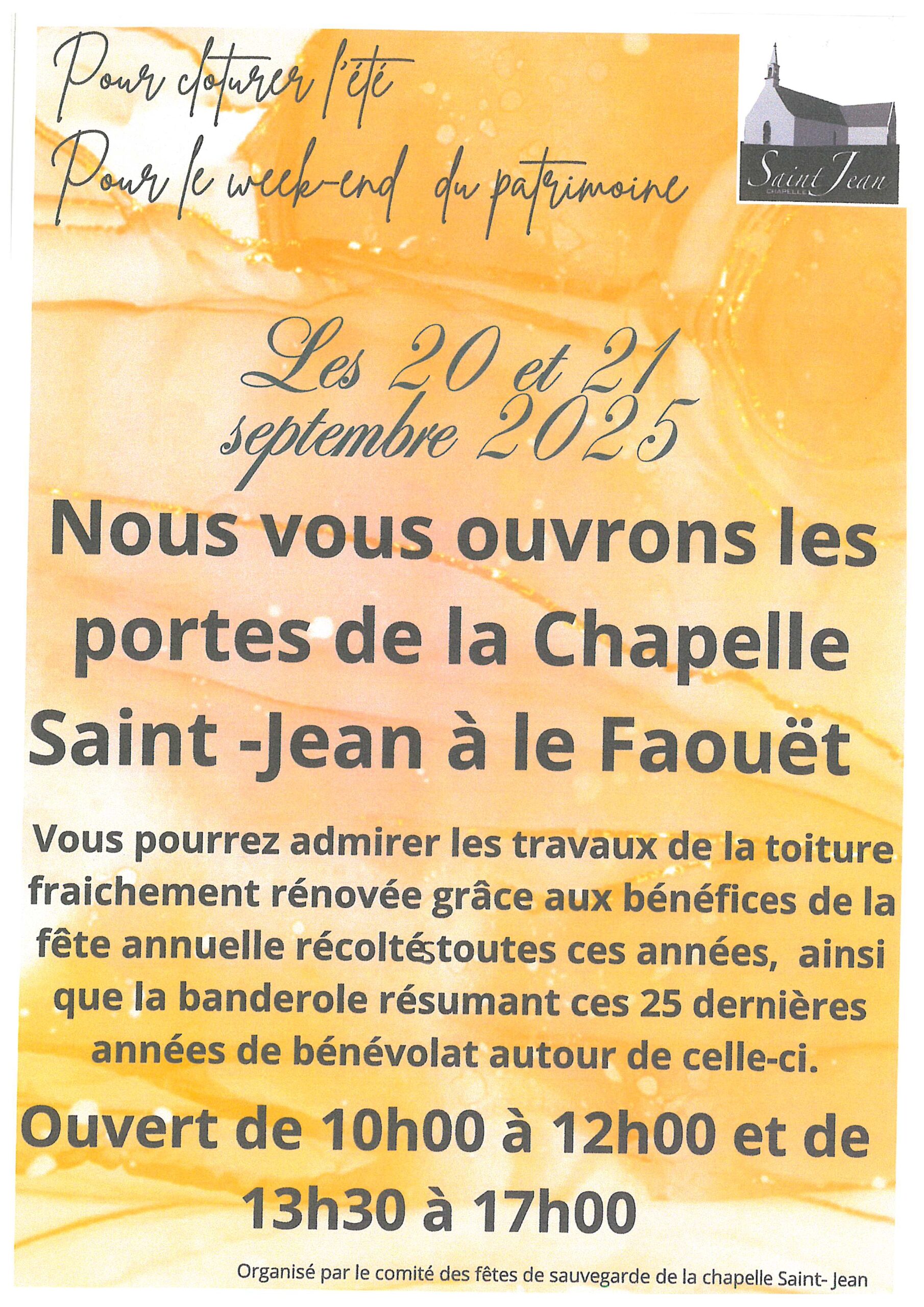 OUVERTURE DE LA CHAPELLE SAINT JEAN