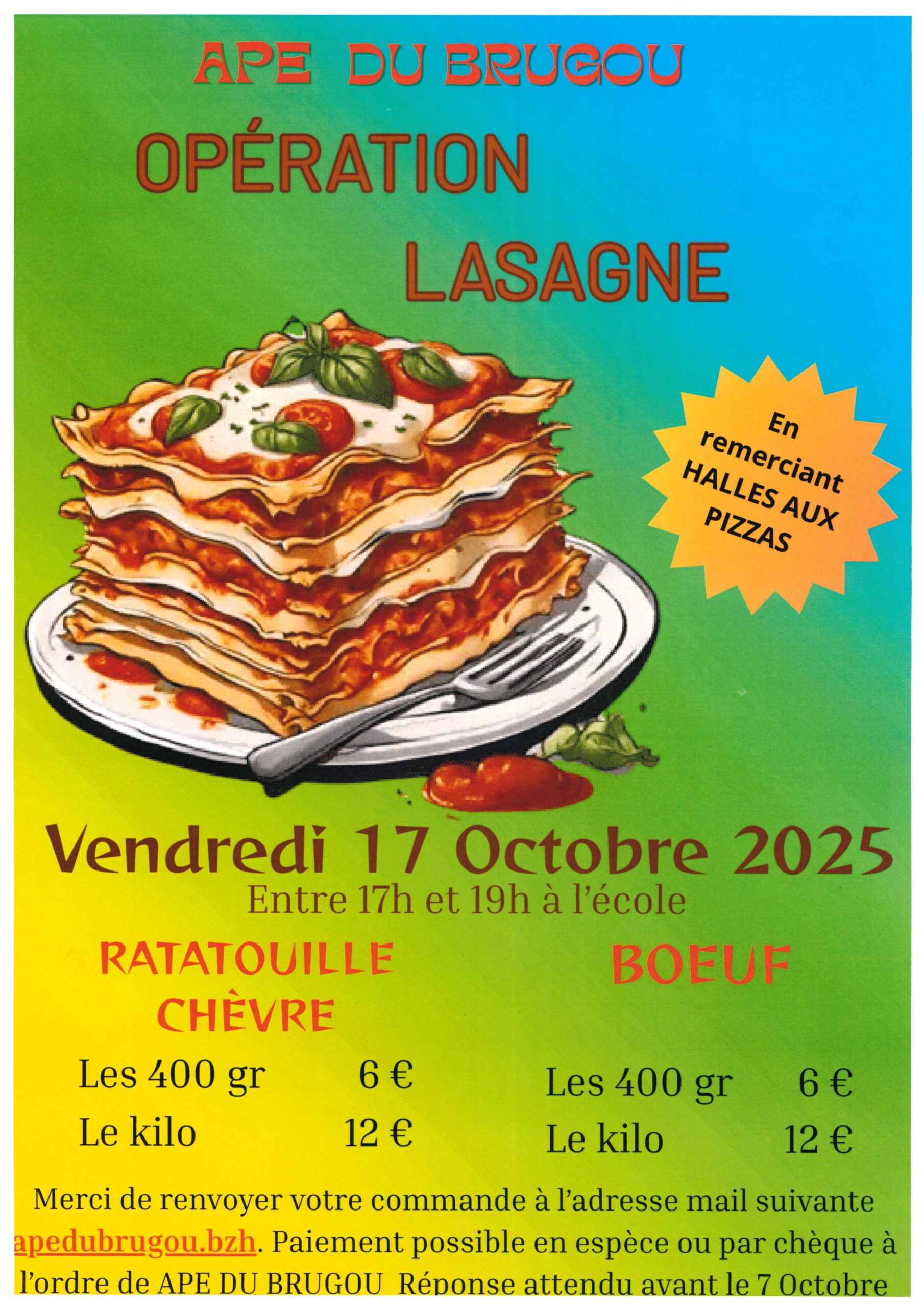 OPERATION LASAGNE – ECOLE DU BRUGOU