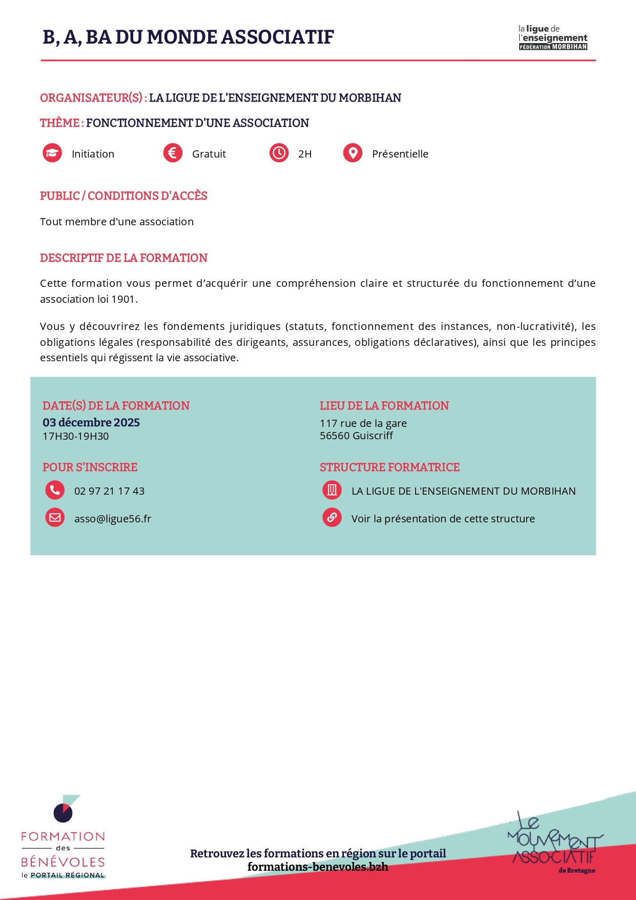 Formation : fonctionnement d’une association