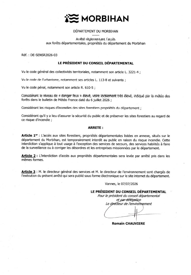 Arrêté départemantal : fréquentation interdite du Bois de Sainte-Barbe en raison des risques d&rsquo;incendie !