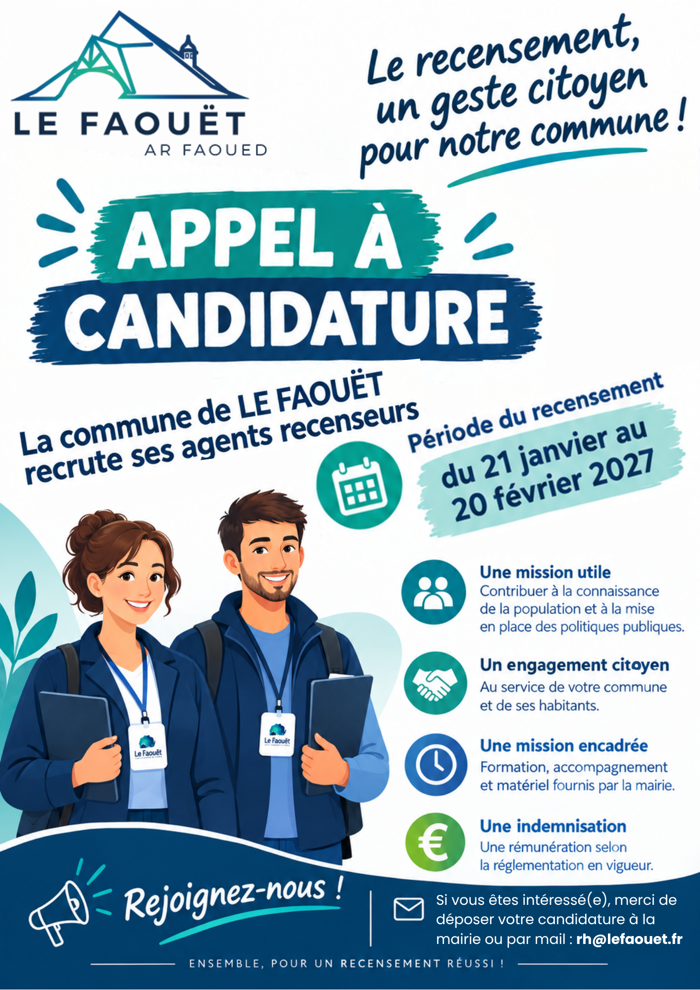 ! APPEL A CANDIDATURE POUR LE RECENSEMENT DE LA POPULATION 2027 !